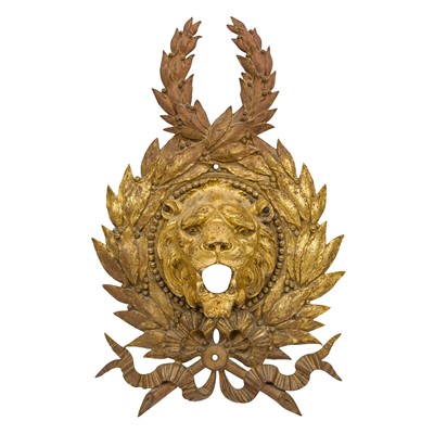 Lot 172 - French ormolu lion mask mount or wall sconce