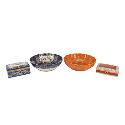 Lot 398 - Le Tallec, two Limoges porcelain bowls and a casket