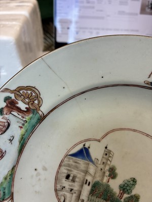 Lot 546 - Three fine and rare Chinese export armorial dishes, Qing Dynasty, Qianlong Period, circa 1745