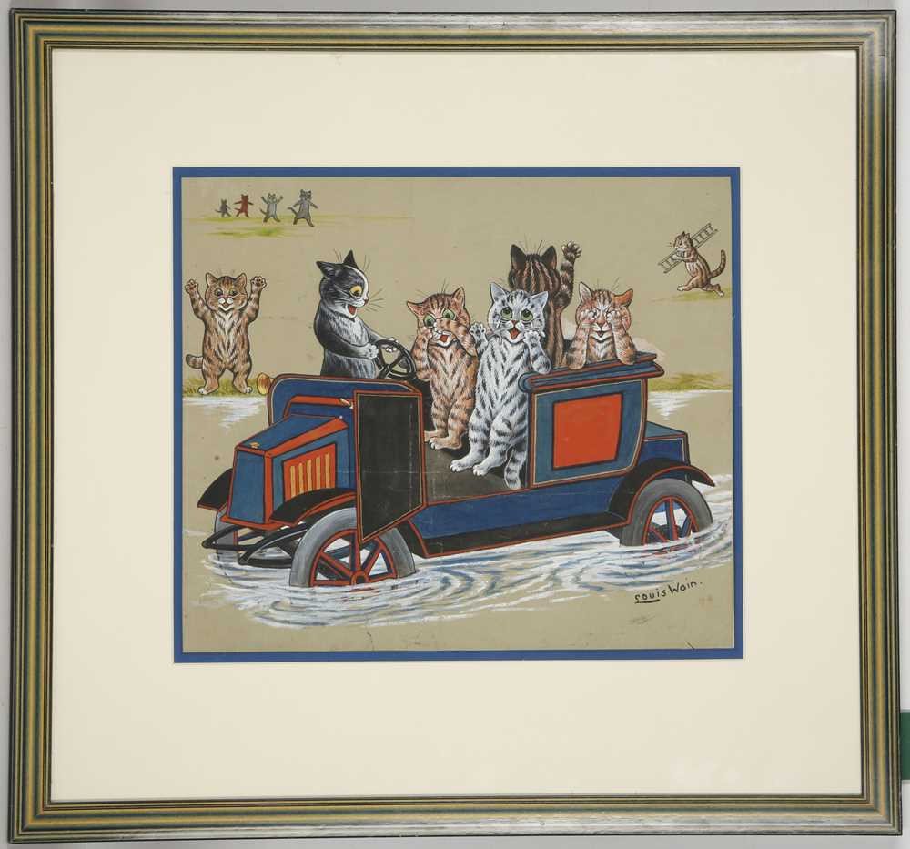 Lot 100 - Louis Wain (English, 1860-1939). 'In Deep...