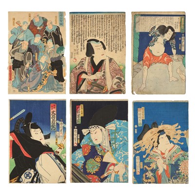 Lot 97 - Utagawa Kunisada II (Japanese, 1823-1880); Toyoharu Kunichika (Japanese, 1835-1900)