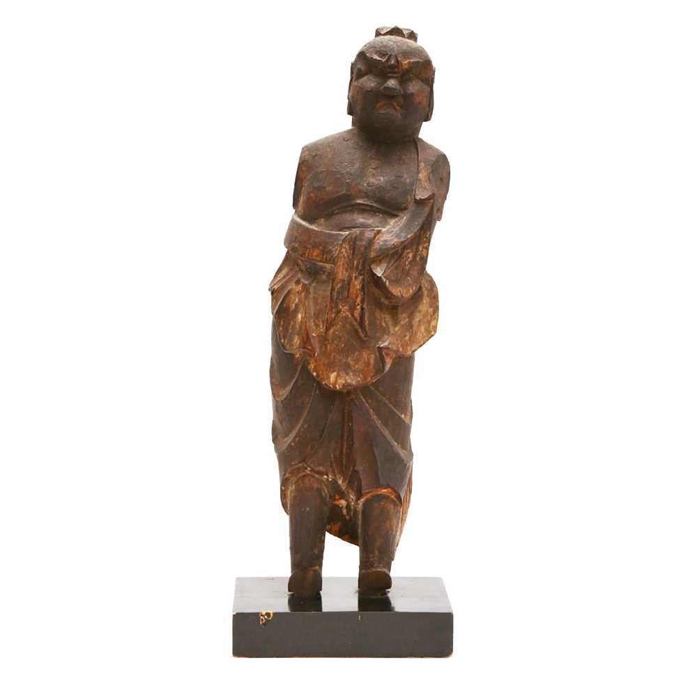 Lot 65 - A Japanese Buddhist carved wood figure of Fudo Myo-o, Edo period
