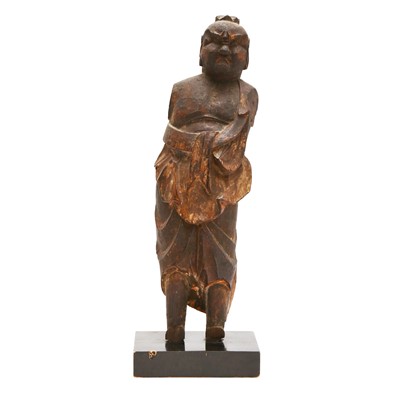 Lot 65 - A Japanese Buddhist carved wood figure of Fudo Myo-o, Edo period
