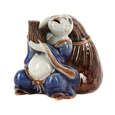 Lot 17 - A Japanese Hirado 'Hotei' sake bottle, Edo period, 19th century