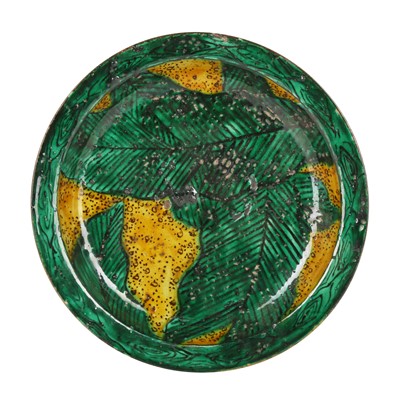 Lot 18 - A Japanese Ko-Kutani 'banana leaf' dish, Edo Period