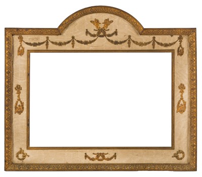 Lot 259 - French early 19th century water silk and brass applied frame