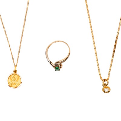 Lot 319 - Two pendant necklaces and a ring