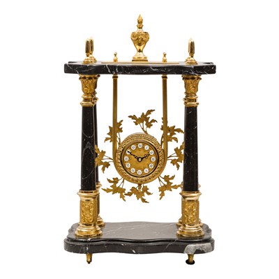 Lot 227 - An Italian marble and gilt brass portico clock, circa 1970s