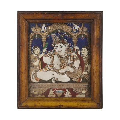 Lot 385 - A Tanjore painting of Baby Krishna stealing butter, early 19th century