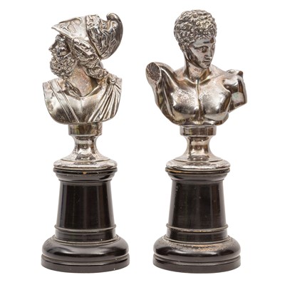 Lot 122 - WMF, a pair of silver plated busts after the Antique