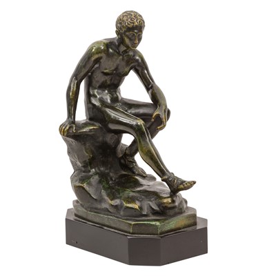 Lot 117 - After the Antique, bronze figure of Seated Hermes