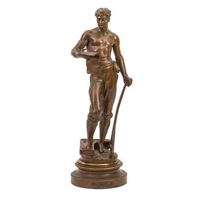 Lot 129 - A group of three bronzed spelter figures