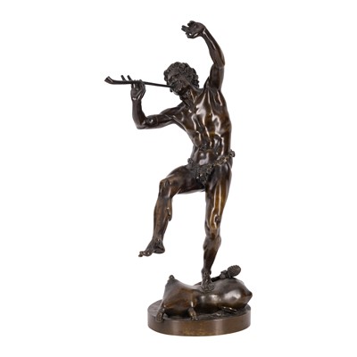 Lot 50 - Eugène-Louis Lequesne (1815-1887), bronze figure of a Faun playing the flute