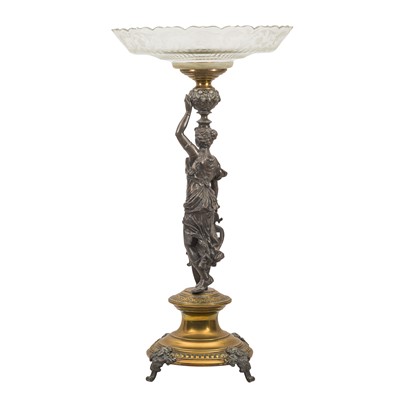 Lot 170 - A Victorian spelter, brass and glass figural comport