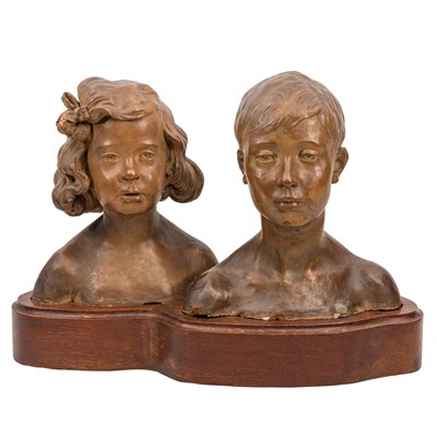 Lot 137 - Early 20th century Continental School, pair of bronzed terracotta portrait busts