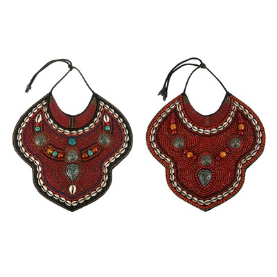 Lot 765 - Two Himalayan beadwork chest pieces, 19th/20th century
