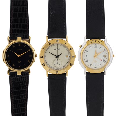 Lot 538 - Three Gucci Dress Watches