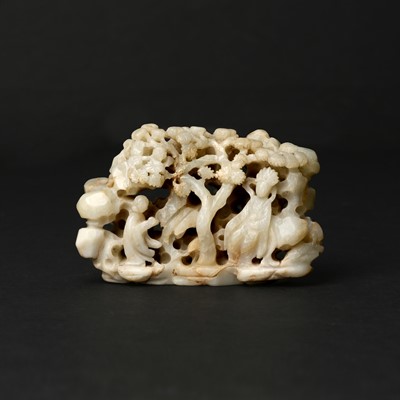 Lot 136 - A Chinese mutton-fat jade 'boulder' carving, Qing dynasty