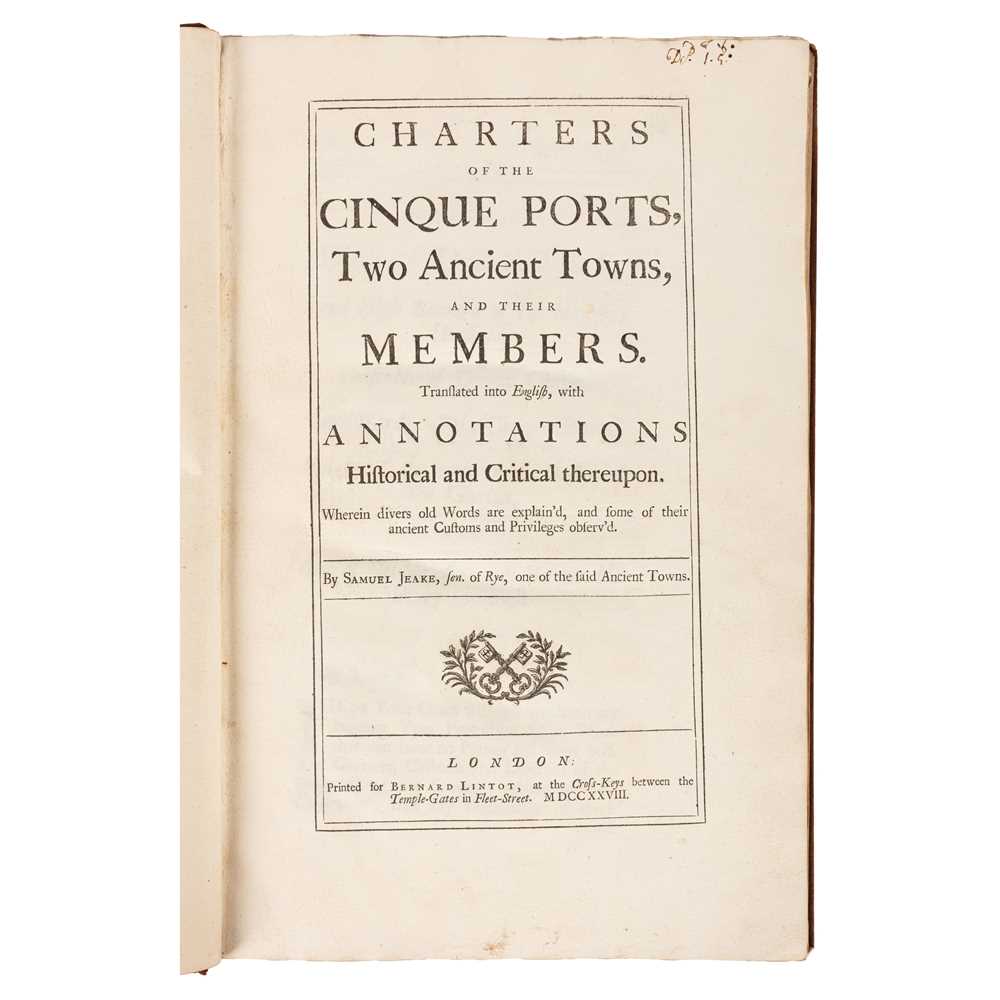 Lot 67 - Jeakes (Samuel) Charters of the Cinque Ports, 1728