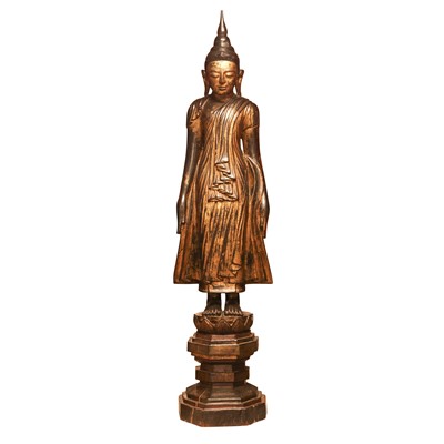Lot 787 - A large Thai painted wood figure of Buddha, early 20th century