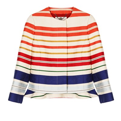 Lot 503 - Stella McCartney Cream Cotton Stripe Jacket - Size 44