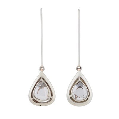 Lot 218 - A pair of diamond hook earrings