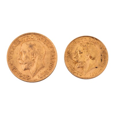 Lot 464 - Full and a Half George V Sovereign Coins