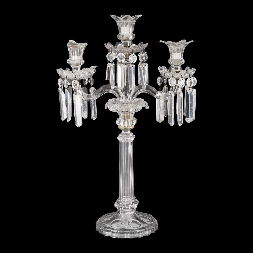 Lot 93 - In the manner of Baccarat, a twin branch candelabrum