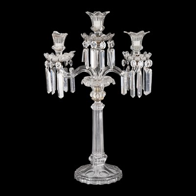Lot 93 - In the manner of Baccarat, a twin branch candelabrum
