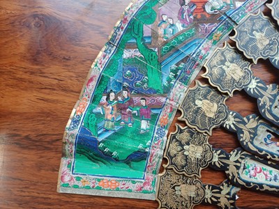 Lot 378 - λ A Chinese export 'figurative' folding fan, Qing dynasty, 19th century