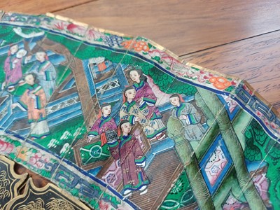 Lot 378 - λ A Chinese export 'figurative' folding fan, Qing dynasty, 19th century