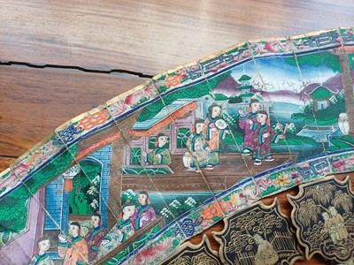 Lot 378 - λ A Chinese export 'figurative' folding fan, Qing dynasty, 19th century