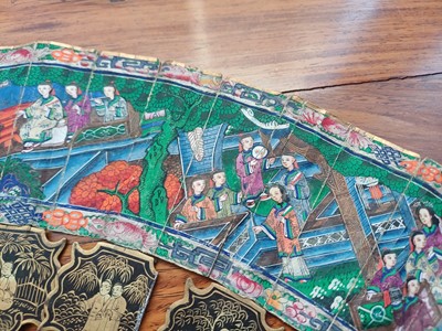 Lot 378 - λ A Chinese export 'figurative' folding fan, Qing dynasty, 19th century