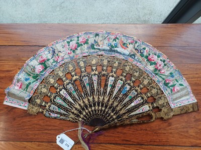 Lot 378 - λ A Chinese export 'figurative' folding fan, Qing dynasty, 19th century
