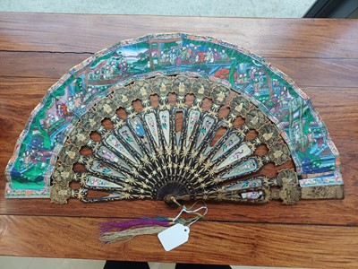 Lot 378 - λ A Chinese export 'figurative' folding fan, Qing dynasty, 19th century