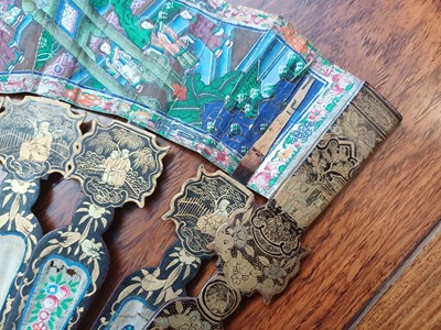 Lot 378 - λ A Chinese export 'figurative' folding fan, Qing dynasty, 19th century