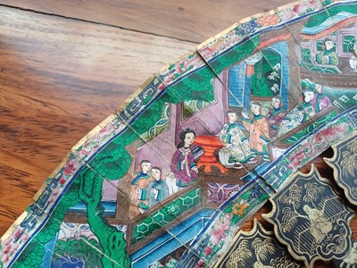 Lot 378 - λ A Chinese export 'figurative' folding fan, Qing dynasty, 19th century