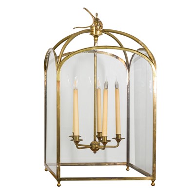 Lot 237 - A large brass and glass hall lantern