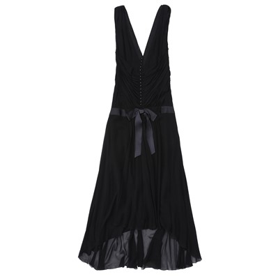 Lot 210 - Chanel Black Silk Drape Front Evening Dress