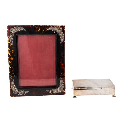 Lot 583 - An Edwardian sterling silver mounted tortoiseshell photograph frame, London 1896 no maker’s mark