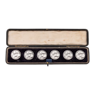 Lot 540 - A cased set of early 20th century American or German sterling silver buttons, circa 1910