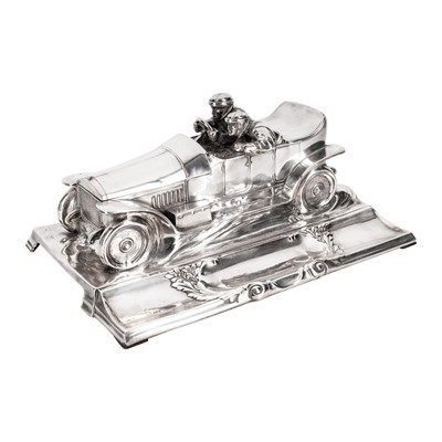 Lot 158 - A motoring inkwell desk-piece by Wurtembergische Metallwaren Fabrik, German, circa 1912