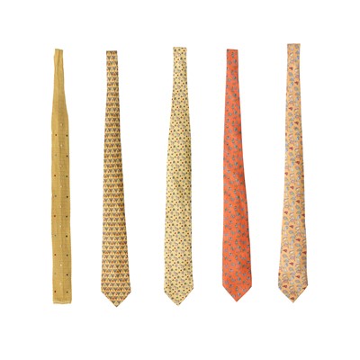 Lot 432 - Hermes Five Mixed Silk Ties