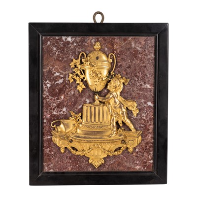 Lot 44 - A mid-19th century French ormolu mounted marble panel