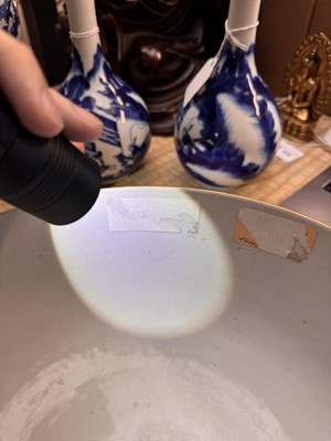 Lot 61 - A Chinese export famille-rose ‘rooster’ punch bowl, Qing dynasty, Yongzheng period