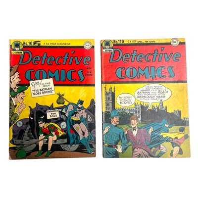 Lot 197 - Detective Comics, two issues, no. 105 (Nov. 1945) & no. 110 (Apr. 1946)