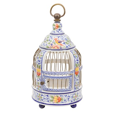 Lot 30 - A Delftware polychrome birdcage