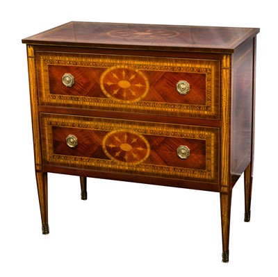 Lot 297 - A Theodore Alexander marquetry inlaid commode chest