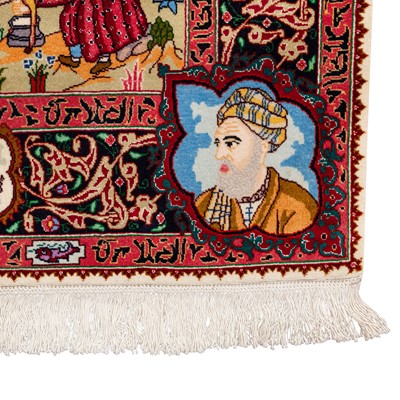 Lot 12 - A very fine part silk Tabriz pictorial rug, north-west Persia