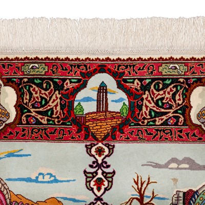 Lot 12 - A very fine part silk Tabriz pictorial rug, north-west Persia